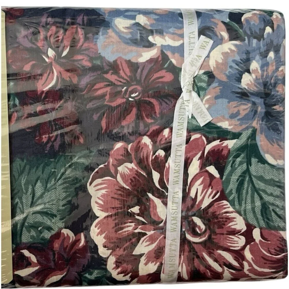 Sealed Wamsutta Supercale Plus Tyler Garden-Hunter King Flat Sheet Dark Floral